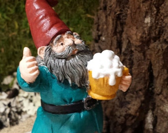 GNOME STATUE, Tipsy Gnome, Mini Garden decor, Fairy doors, for fairy gardens