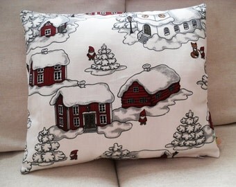 Scandinavian Christmas Style Handmade Burgundy Red White Throw Pillow Sham Cushion Case Cover