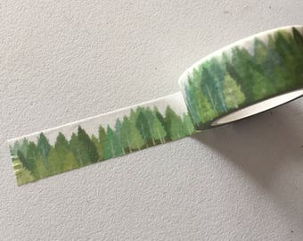 Green Forest Washi Tape, Greenery Planner Border, Woodland Washi Tape, Planner Supplies, Crafting Tape, Greenery Deco Tape