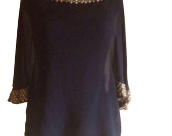John Galliano Black Silk Chiffon Batwing Blouse