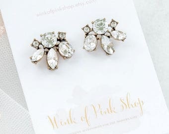 Bridesmaid Earrings, Bridal Statement Earrings, Bridesmaid Gift Earrings, Crystal Flower Wedding Earrings, Bridesmaid Gift, Crystal Earrings