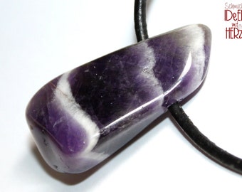Amethyst on leather strap / cotton cord (necklace)