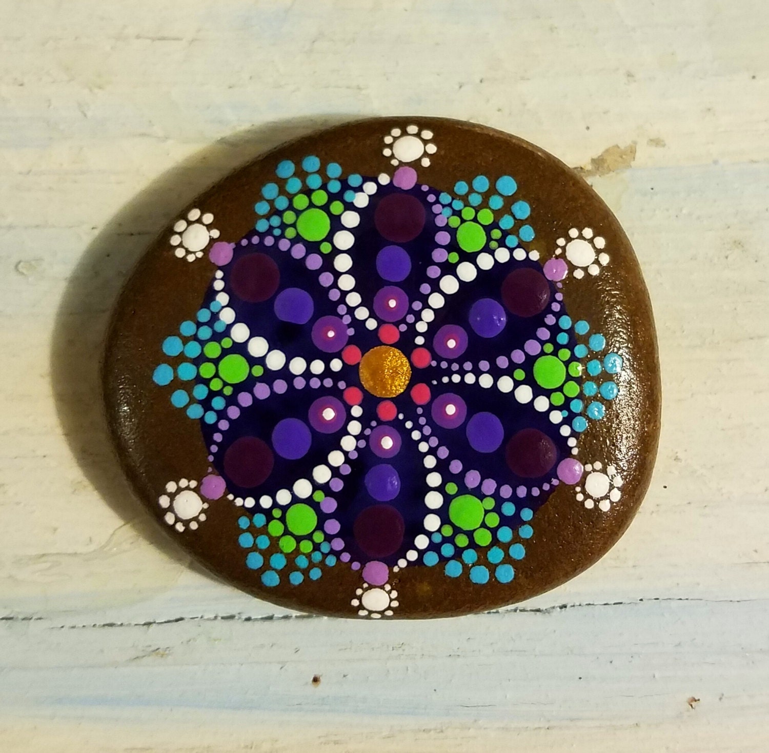 Flower Painted Rock Hand Painted Dot Art Painted Stone