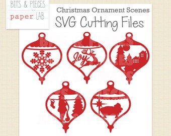 SVG Cutting Files: Christmas Scene SVG, Christmas SVG, Christmas Ornament
