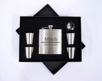 Personalized Groomsmen Flask Set, Engraved Flask Set, Personalized Flask, Groomsmeron Gift Ideas, Unique Gomsmen Gift Ideas, Wedding Flask.