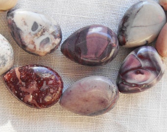 14 x 10.5 mm Porcelain Jasper teardrop, drop beads, 15+ inch strand ( 28 beads) C05801