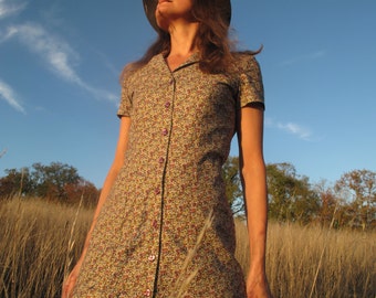 Désirée Dress/ Cotton dress/ Purple floral dress/ Button up dress/