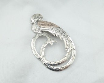 Unique Vintage Silver And Gold Quetzal Bird Brooch. Guatemala 900 #PARADISE-BR2