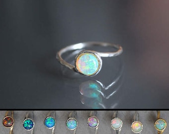 Opal ring. Fire Opal Ring. White Opal Ring. Dainty stack jewelry. Gold opal ring. Promise ring opal. Girlfriend opal ring. Rainbow opal ring