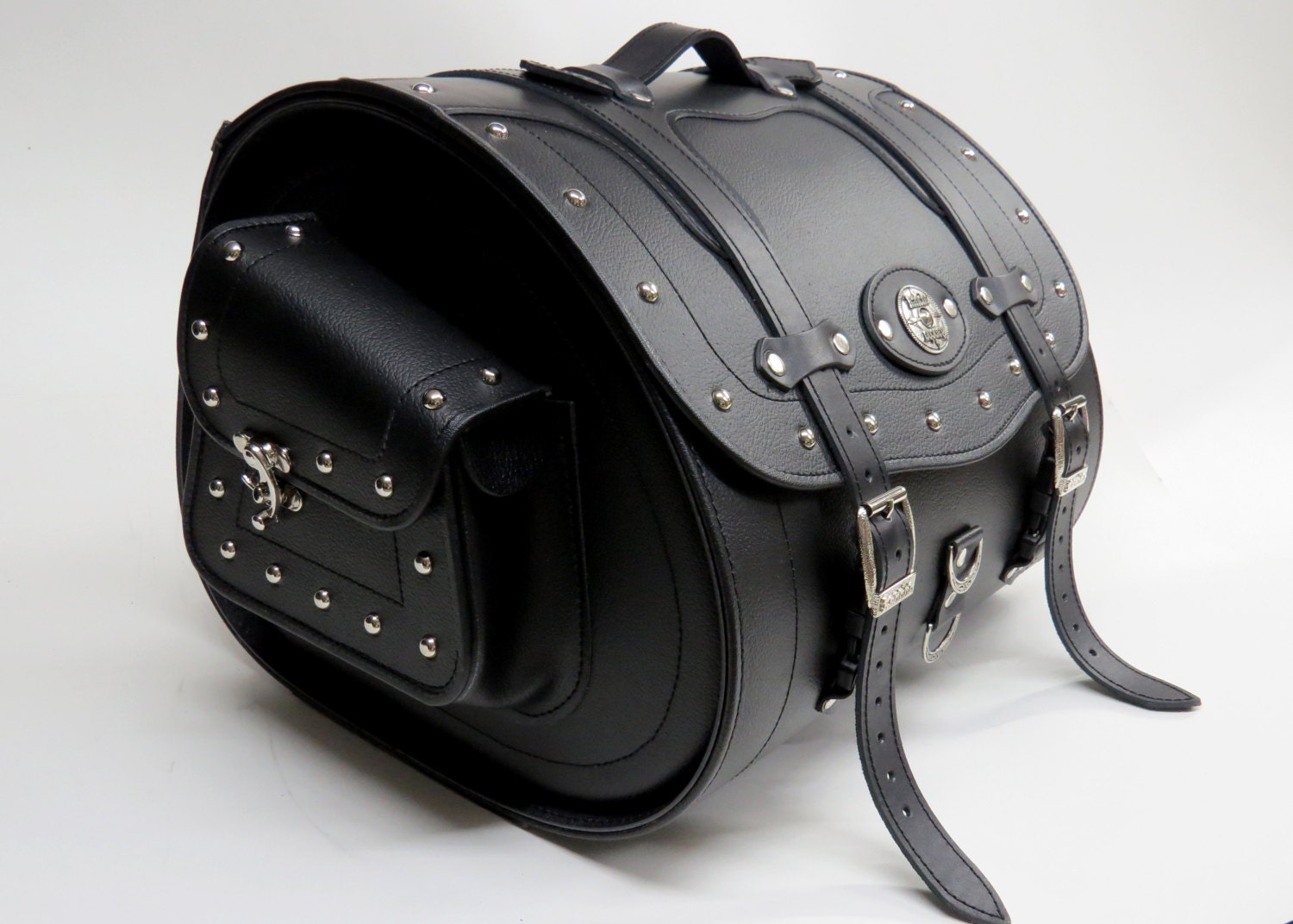 Motorcycle Roll Bag Genuine Leather PU Leather Sissy Bar