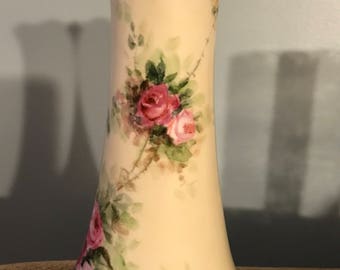 Victorian Hand Painted porcelain Austrian Vase Roses