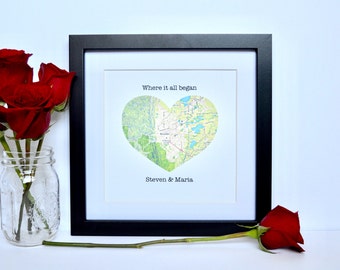 Engagement Gift, Engagement Location Gift, Where it all began map print, Engagement gift for friend, Wedding Gift Ideas, Destination Wedding