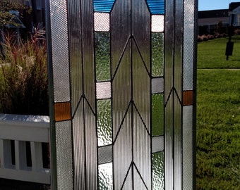 Metropolis Stained Glass Window Panel 15" x 33"