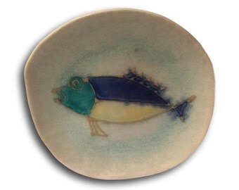 Mid Century Modern Handmade Ceramic Fish Decorative Dish