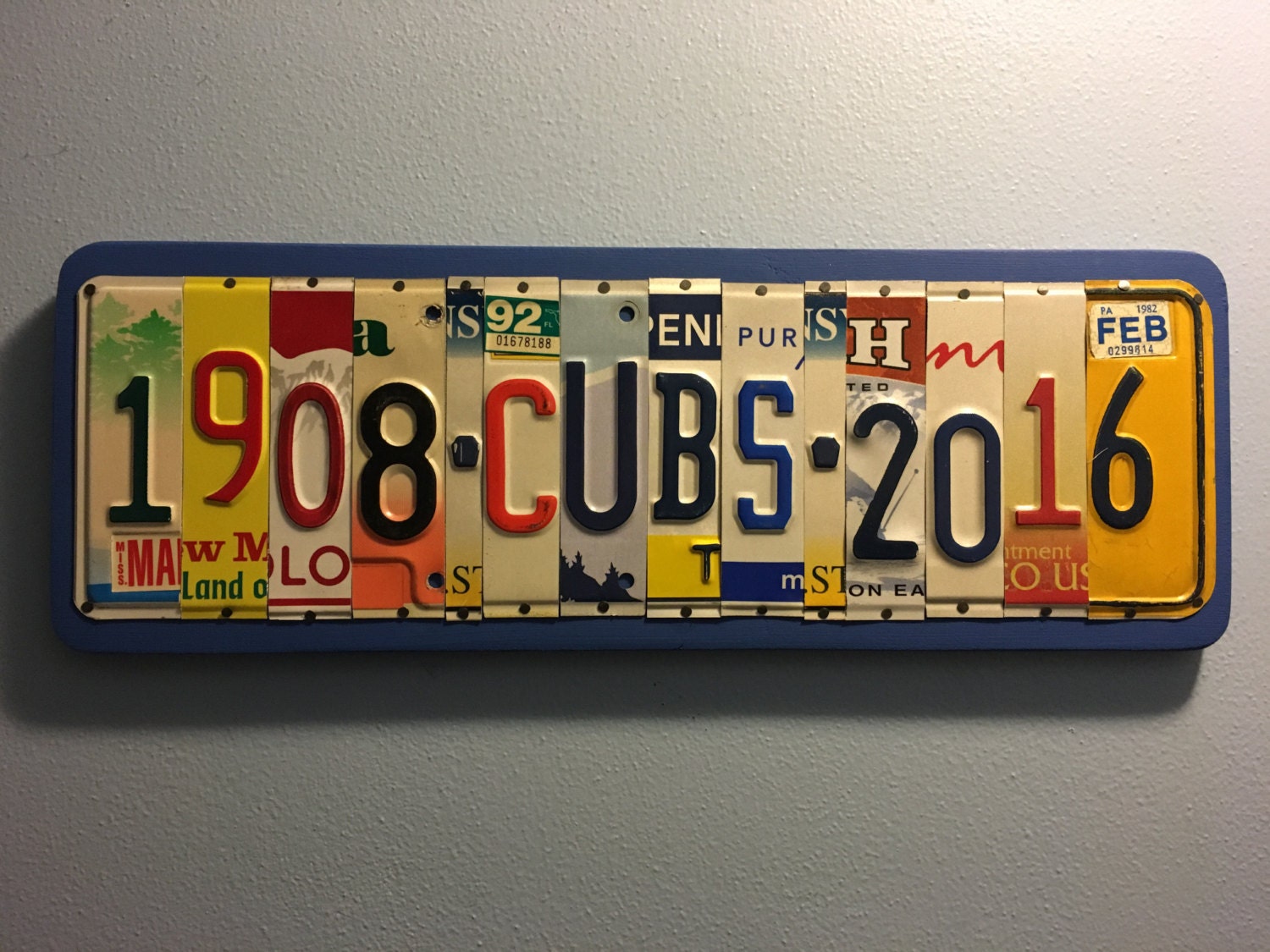 1908CUBS2016 Chicago Cubs License Plate Sign Using License