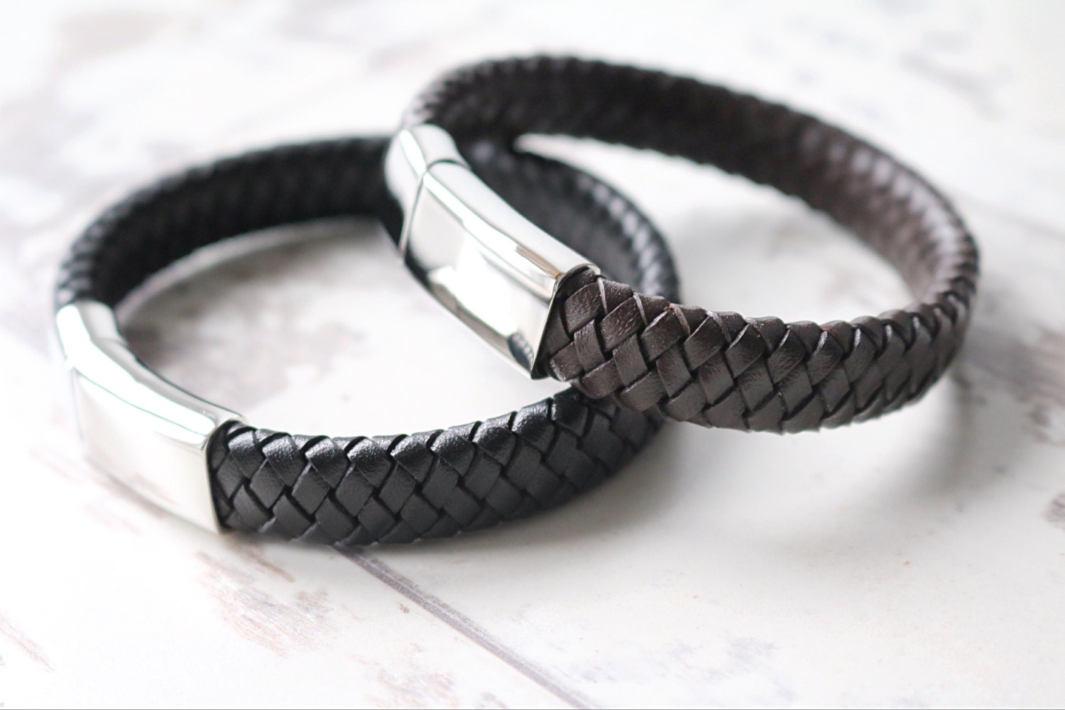 Men&#39;s Leather Bracelet Personalized Leather by MyLoveandSoul