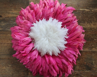 PROMO Juju Hat Cameroun blanc et fushia grande taille 45 cm décoration murale