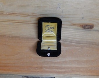 Vintage Wedding Ring Presentation Box, Heirloom Ring Box, Antique Engagement Proposal, Black Velvet Box, Something Old, Jewelers Seattle