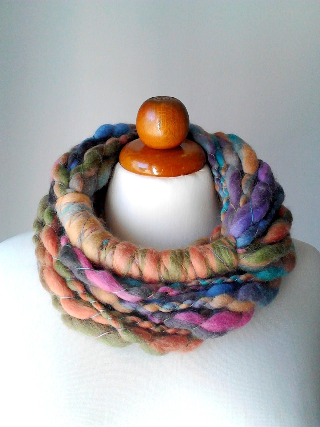 Knit necklace yarn necklace fiber art jewelry chunky long