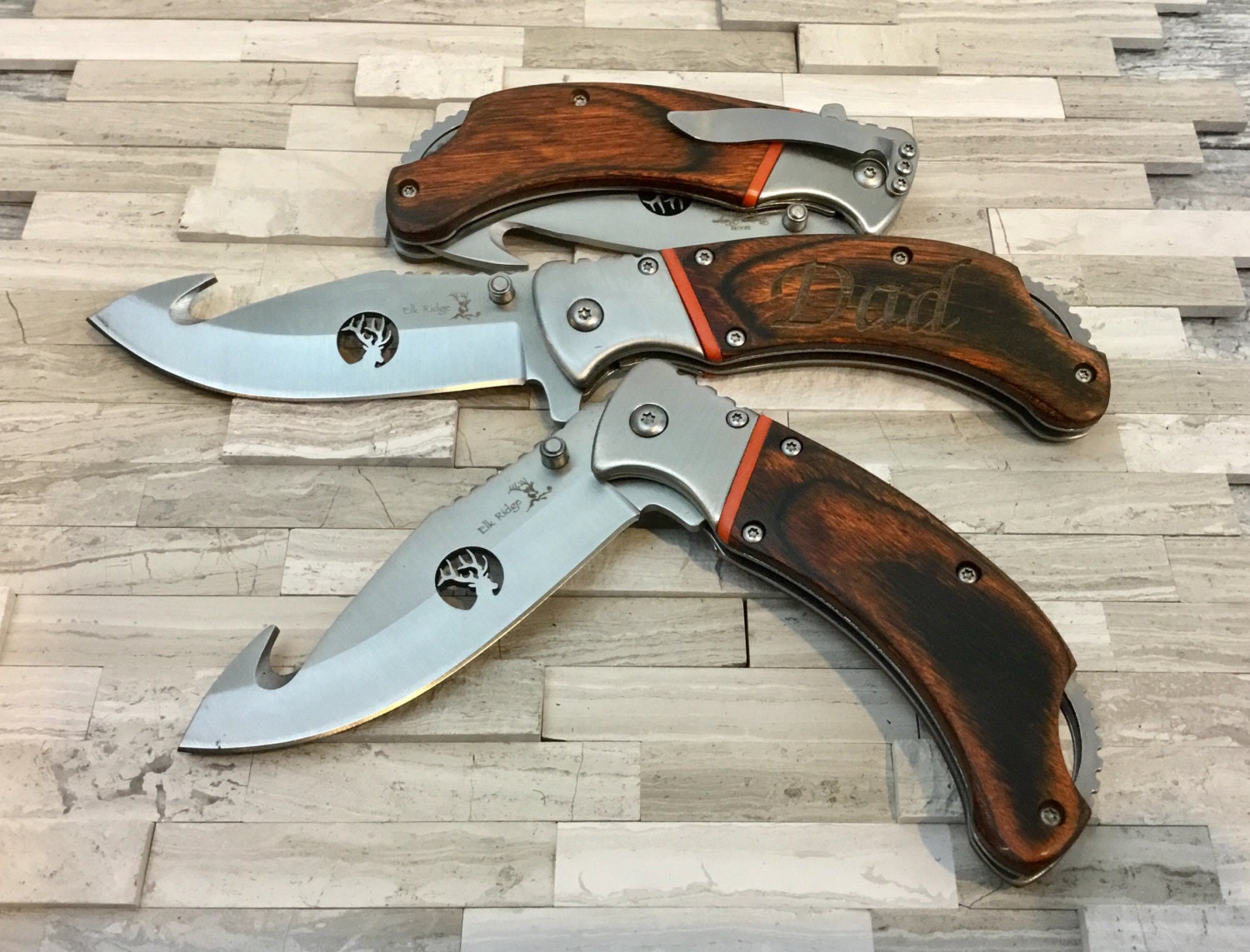 1 Cool Groomsmen Pocket Knife with Gut Hook Blade folding