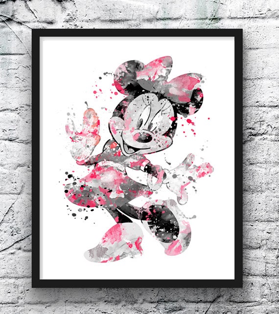 Minnie Mouse Watercolor Print Mickey Mouse Art Disney Art