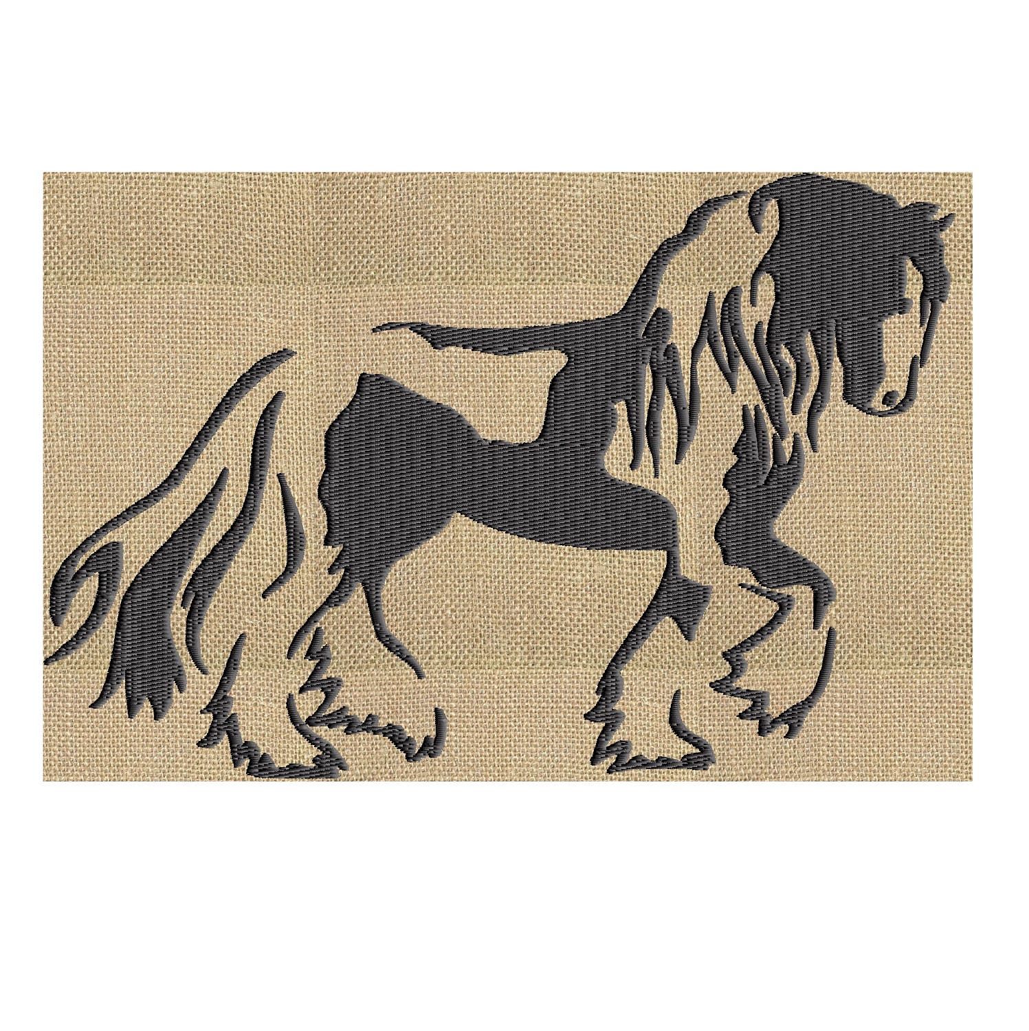 Gypsy Vanner Horse silhouette - EMBROIDERY DESIGN file - Instant ...