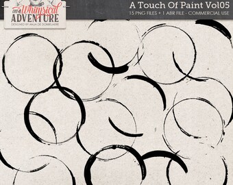 Hand Stamped Circles, Grunge Paint Circles, Commercial Use OK, Instant Download, Photoshop Brushes, Digital Circles, Art Journaling Elements
