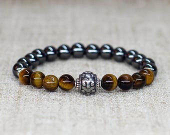 Zodiac jewelry Men gift-for-him birthday Tiger eye bracelet Gemstone bracelet Zodiac gift-for-Aries jewelry Aries bracelet Horoscope jewelry