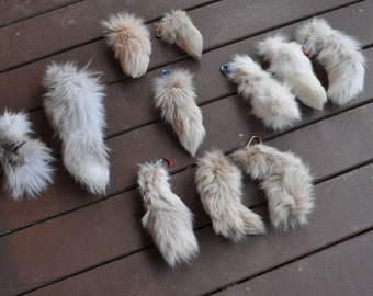 REAL; light colored fox tail keychains