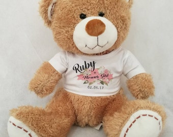Personalised flower girl gift, Personalised teddy bear, bridesmaid gift, Children’s wedding gift, Flower girl gift, bridesmaid gift