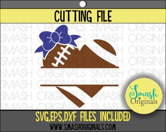 Girls Football Svg | Football Heart with Bow Cut File | SVG EPS and DXF Cut Files for Cutting Machine Cricut and Cameo | Sports Monogram Svg