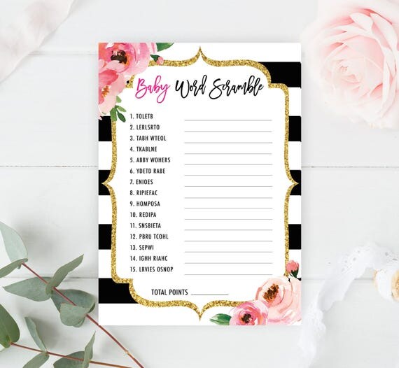 Kate Baby Shower Games Baby Word Scramble Game Baby Scramble