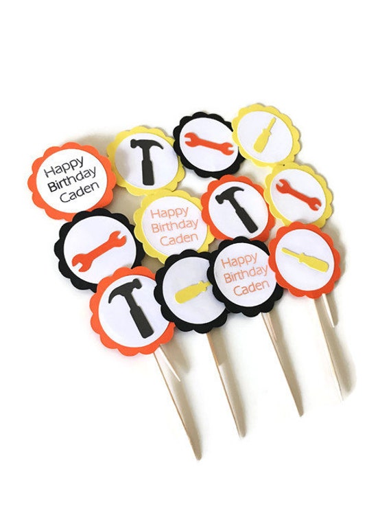 Tools Birthday Cupcake Toppers Construction Cupcake Toppers