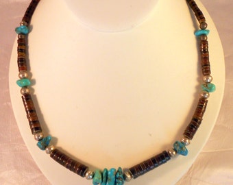 Items similar to Old Navajo Turquoise Necklace / Pen Shell Heishi ...