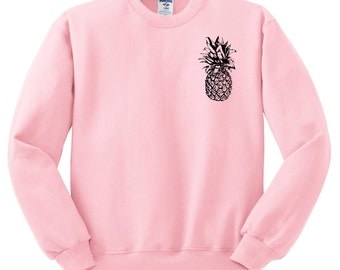Pineapple Sweatshirt - Pineapple Print, Left Chest, Fruit Shirt, Pineapple T Shirt Tumblr Top, Pineapple Sweater, Tumblr Crew