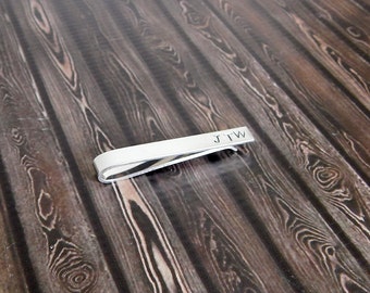 Custom Groomsmen Tie Clip - Custom Tie Bar - Aluminum Tie Bar - Initial Tie Bar - Personalized Tie Clip - Hand Stamped Tie Clip