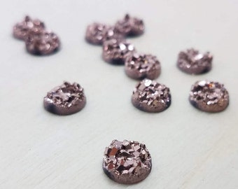 8mm Rose Gold Chunky Faux Druzy Cabochon - 10 pcs
