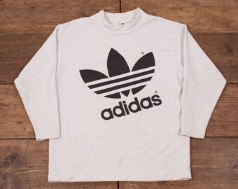 Men’s Adidas Vintage Large Logo Athletic Sweater Sweatshirt Grey M 40” R4089