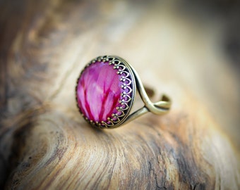 Geranium flower ring, resin jewelry, adjustable ring, real plants, nature inspired, graduation gift, botanical jewelry