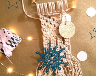 Decoration macrame-star paper-Decoration textile-paper cut-out hand-made in France-weaving modern-made hand-idea gift decoration