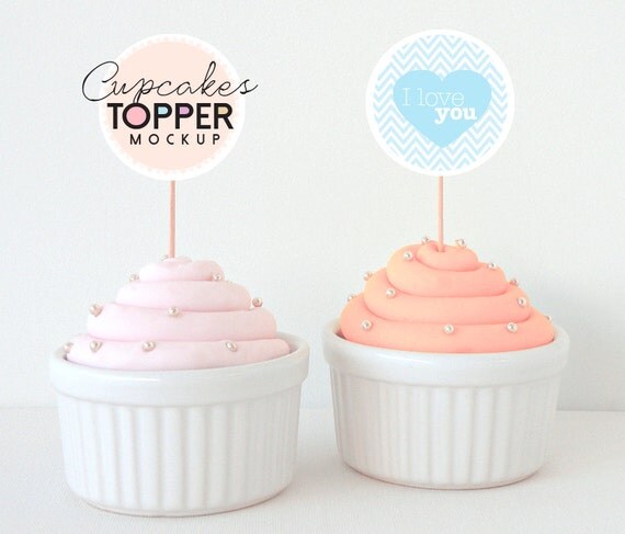 Download Cupcake Topper Mock Mock up and Cupcakes Cupcake Tags Mock