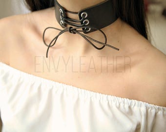 Lace up choker, Corset Choker, Wide lace up choker necklace, Wide Choker, Kardashian Choker, BDSM choker, Bdsm collar, Bondage collar
