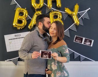 OH BABY Balloons | gold silver pink rose gold magenta baby shower decorations photo prop pregnancy announcement ideas unique