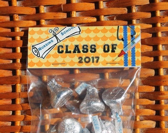 Nurse Graduation Party | Nurse Party Favors | Nursing School Graduation Treat Bags Toppers | Nursing Grad | Nursing Graduation Bags - Qty 12