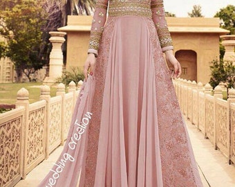 Indian anarkali dress indian saree pink color dress 2017