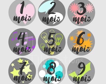 9 months of pregnancy, Stickers, baby, Shower stickers