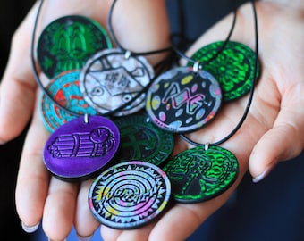 Pog Necklaces // 90's // grunge // slammers // collectables // 90s toys