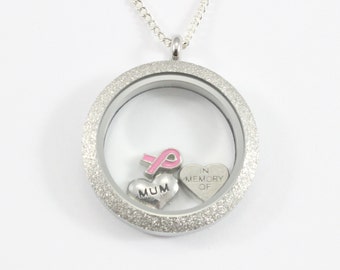 In Memory of, Breast Cancer Gifts, Cancer Jewelry, Fight Like a Girl, Breast Cancer Awareness, Breast Cancer Necklace, Tribute Jewelry