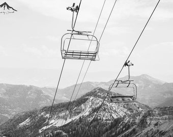 Ski Lift, Landscape Photography, Black and White Print, Winter Landscape, Ski, Utah Landscape, Utah Ski Resort, Home Decor, Ski Lift Print