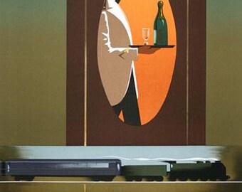Vintage Orient Express Champagne Poster A3 Print